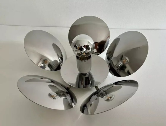 Image 1 of Vintage Chromed Metal Wall Light France 1970