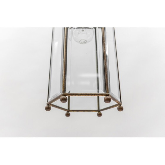 Image 1 of Lampada da soffitto vintage in vetro tagliato e ottone, Austria 1930