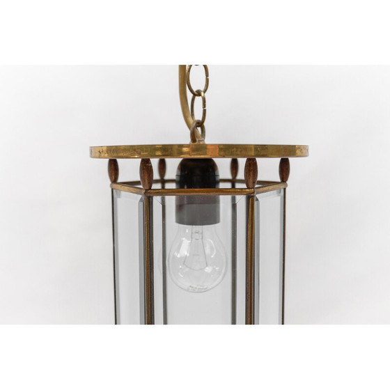 Image 1 of Lampada da soffitto vintage in vetro tagliato e ottone, Austria 1930