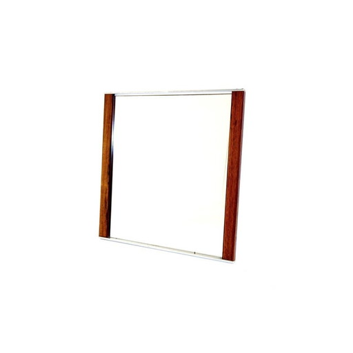 Specchio vintage in palissandro e metallo, Svezia 1960