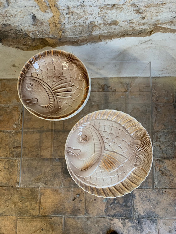 Image 1 of Set of 4 soup plates and 1 fish dish Sarreguemines, France, 1970s