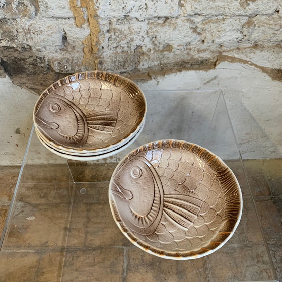 Image 1 of Set of 4 soup plates and 1 fish dish Sarreguemines, France, 1970s