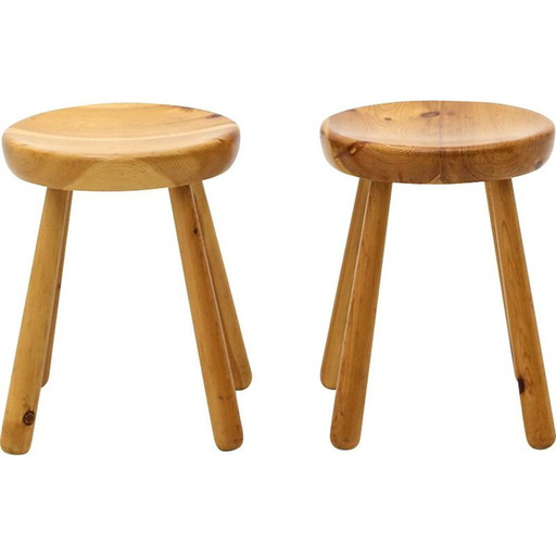 Vintage solid pine stool, 1960s