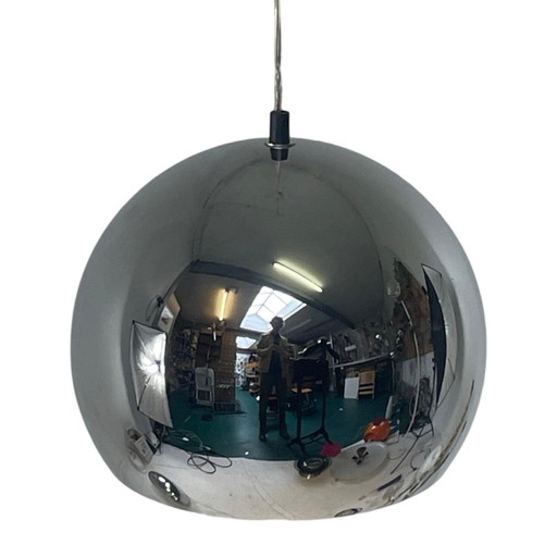 Space Age Design - Hala - Hanging Pendant - Globe - Chromed - Marked On The Inside