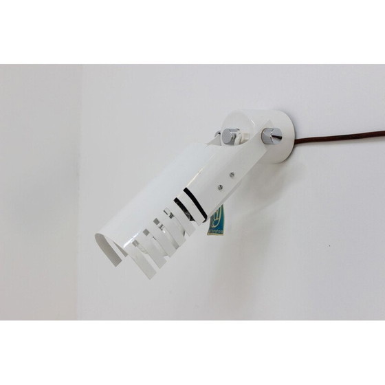 Image 1 of Vintage industrial white wall lamp, Czechoslovakia 1980