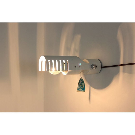 Image 1 of Vintage industrial white wall lamp, Czechoslovakia 1980