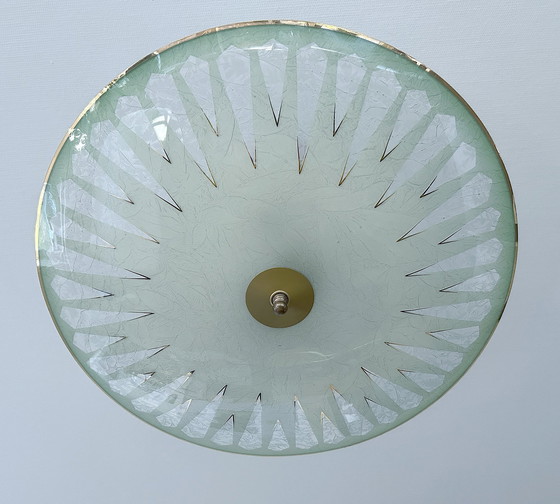 Image 1 of Very Large Art Deco Glass Pendant Lamp