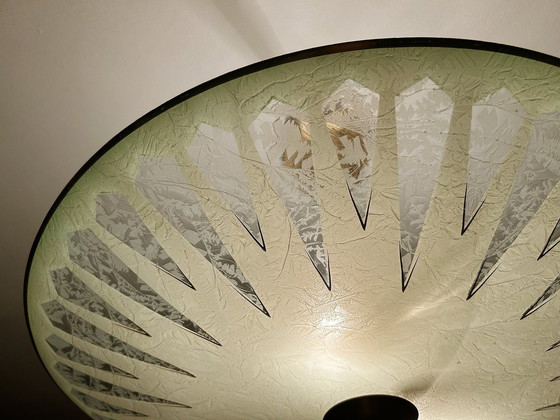 Image 1 of Very Large Art Deco Glass Pendant Lamp