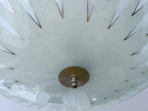 Image 1 of Very Large Art Deco Glass Pendant Lamp