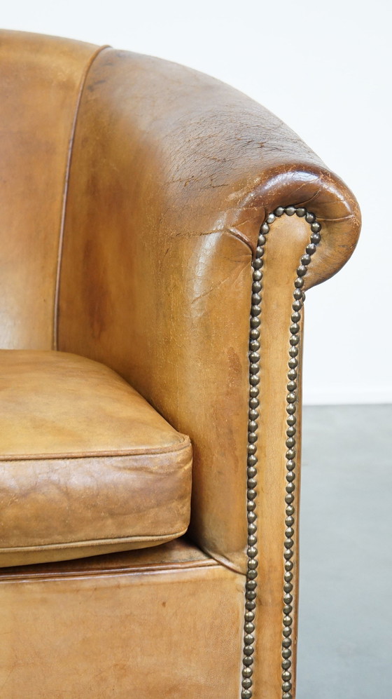 Image 1 of Poltrona Club in pelle di pecora rifinita con chiodi decorativi