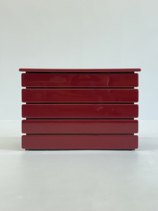 Mid - Century Red Italian Drawer Cabinet