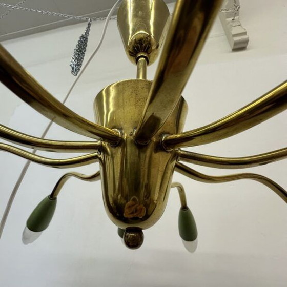 Image 1 of Mid-Century Design Spider Brass Ceiling Lamp, 1950s