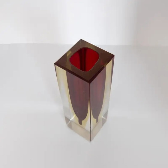 Image 1 of Vintage Small Geometric Vase, Purple Sommerso Murano Glass, Flavio Poli Style