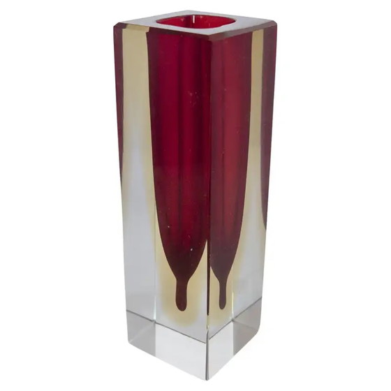 Image 1 of Vintage Small Geometric Vase, Purple Sommerso Murano Glass, Flavio Poli Style