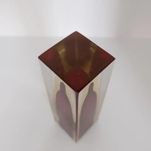 Vintage kleine geometrische vaas, paars Sommerso Muranoglas, Flavio Poli stijl – vazen, Murano Glass