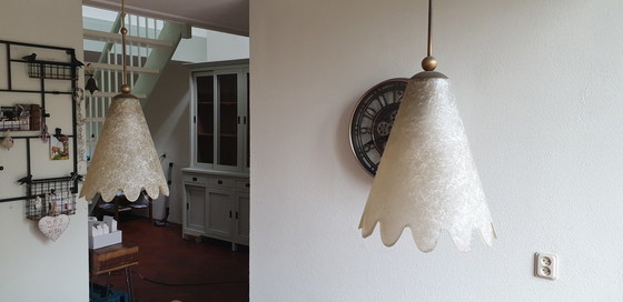 Image 1 of 2x Vintage glass design hanging lamps