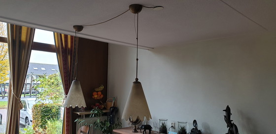 Image 1 of 2x Vintage glass design hanging lamps