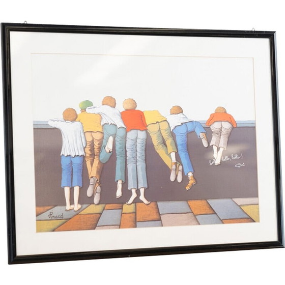 Image 1 of Acquaforte colorata d'epoca su carta e legno, Italia 2000