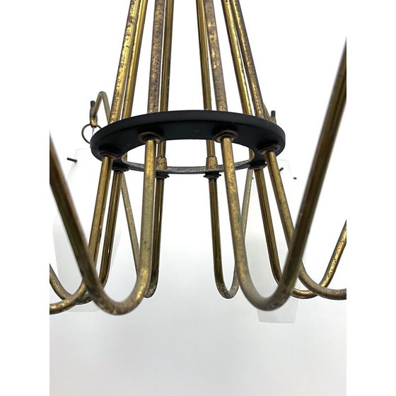 Image 1 of Lampadario vintage con 8 bracci in vetro, Italia 1950