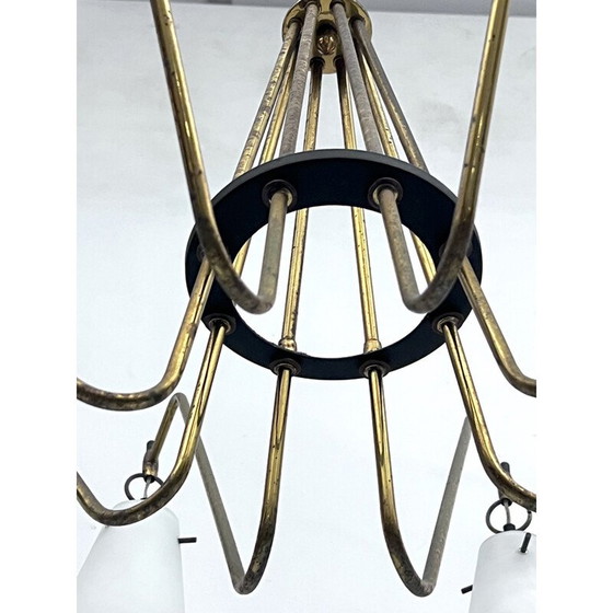 Image 1 of Lampadario vintage con 8 bracci in vetro, Italia 1950