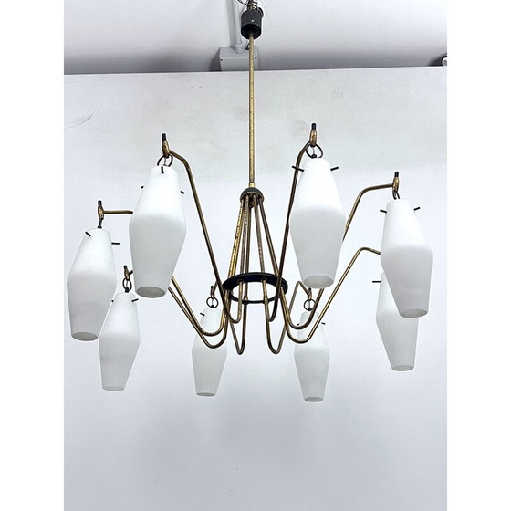 Image 1 of Lampadario vintage con 8 bracci in vetro, Italia 1950
