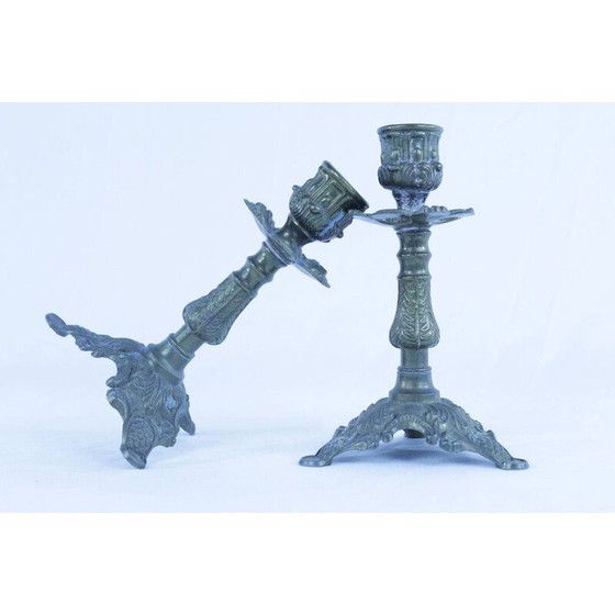 Image 1 of Pair of vintage brass candlesticks, Italy