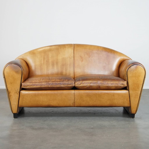 Sheep Leather 2 Seater Art Deco Design Sofa By Bart Van Bekhoven