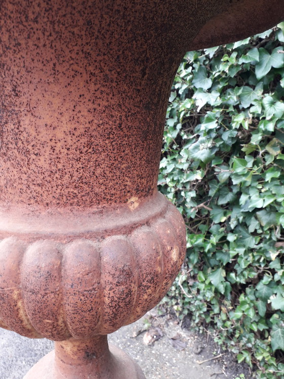 Image 1 of Cast iron Louvre vase on pedestal114 cm high