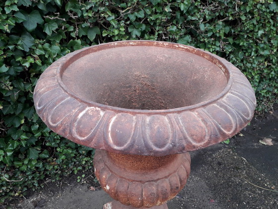 Image 1 of Cast iron Louvre vase on pedestal114 cm high