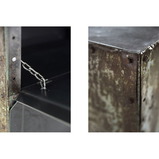 Image 1 of Raw industrial metal factory cabinet with shelves, 1950