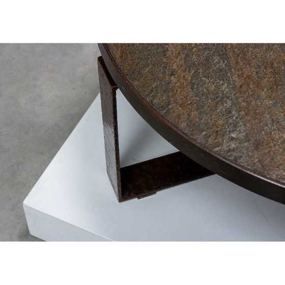 Image 1 of Vintage artisanal coffee table in mosaic stone and steel by Paul Kingma, 1970
