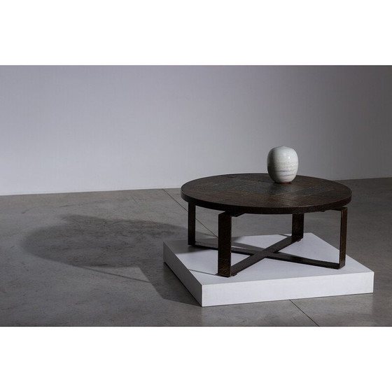 Image 1 of Vintage artisanal coffee table in mosaic stone and steel by Paul Kingma, 1970
