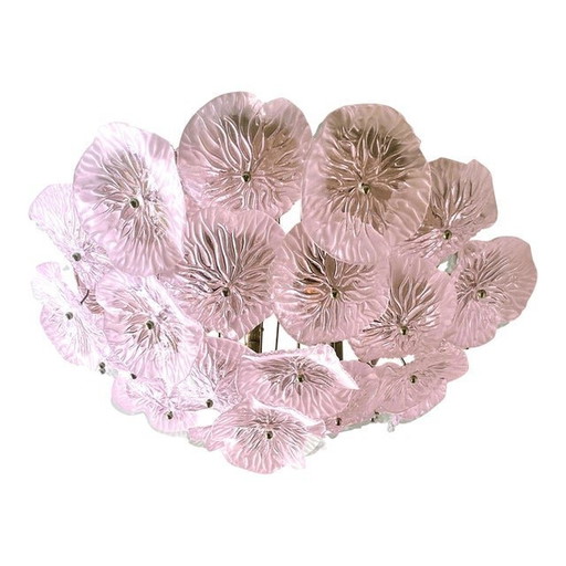 Mid-Century Modern Style Floreal Pink Murano Glass Flush Mount By Simoeng