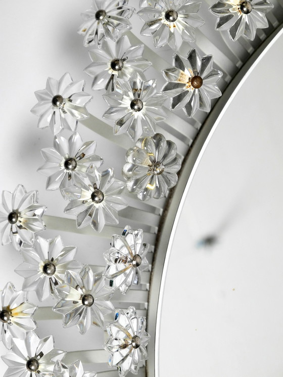 Image 1 of Large Mid Century Modern Illuminated floral mirror by Schöninger | Diameter 58 cm 