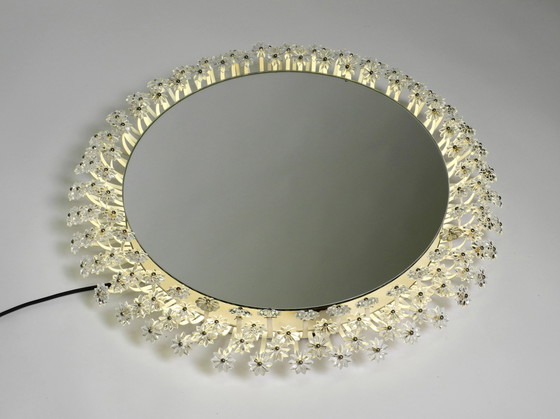 Image 1 of Grand miroir floral éclairé de Schöninger, Mid Century Modern | Diamètre 58 cm