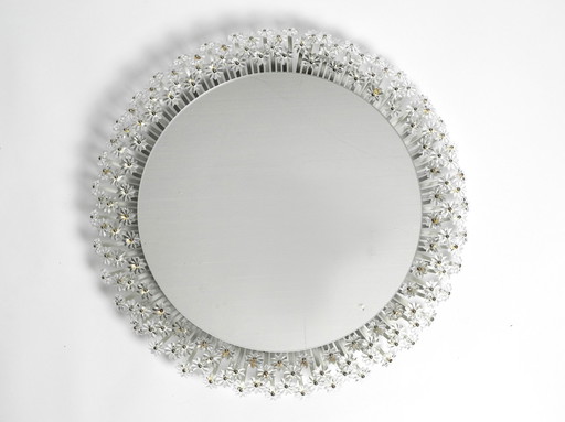 Grand miroir floral éclairé de Schöninger, Mid Century Modern | Diamètre 58 cm