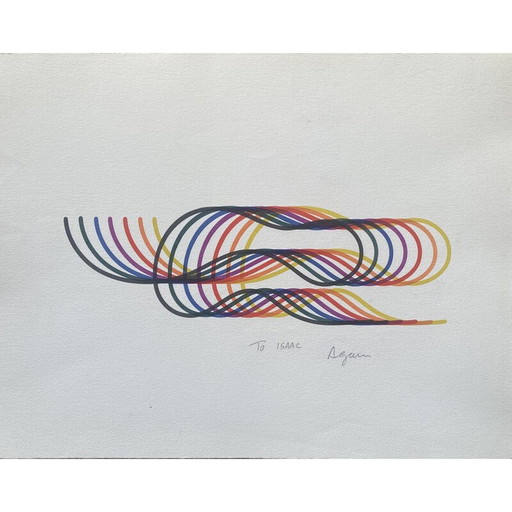 Serigrafía vintage dedicada a Isaac por Yaacov Agam