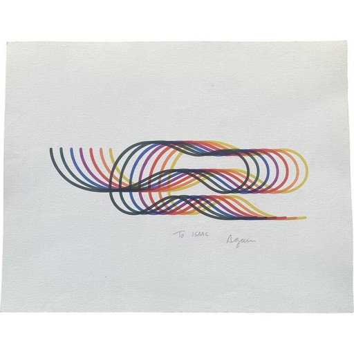 Serigrafía vintage dedicada a Isaac por Yaacov Agam
