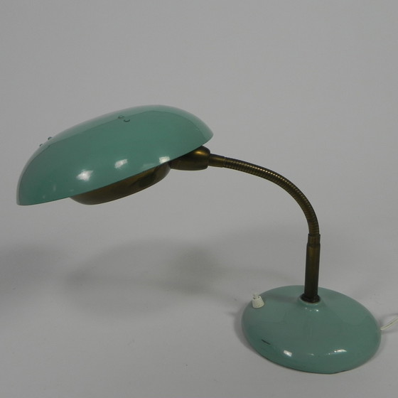 Image 1 of Turquoise desk lamp with bending bar, 1950s