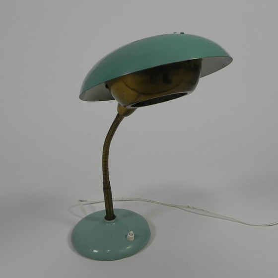 Image 1 of Lampe de bureau turquoise avec barre de flexion, années 1950