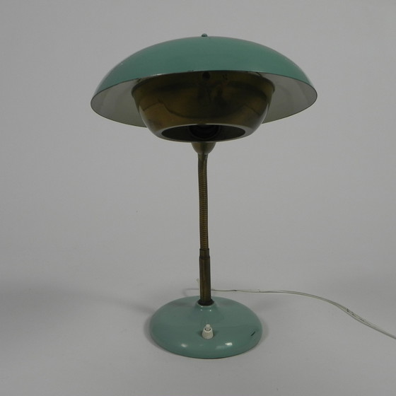 Image 1 of Lampe de bureau turquoise avec barre de flexion, années 1950