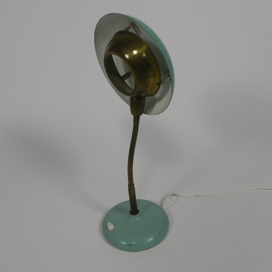 Image 1 of Turquoise desk lamp with bending bar, 1950s