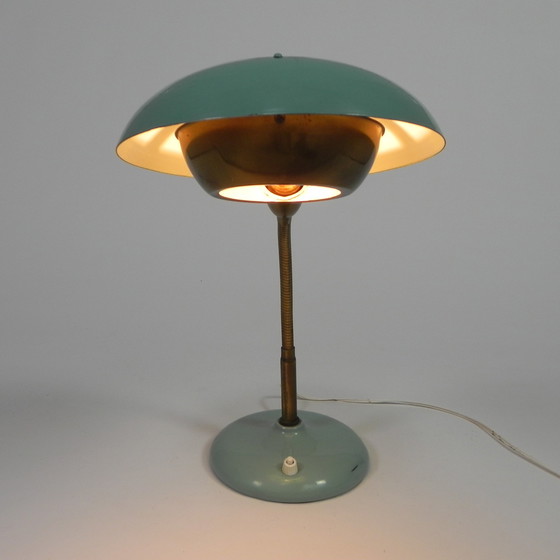 Image 1 of Lampe de bureau turquoise avec barre de flexion, années 1950