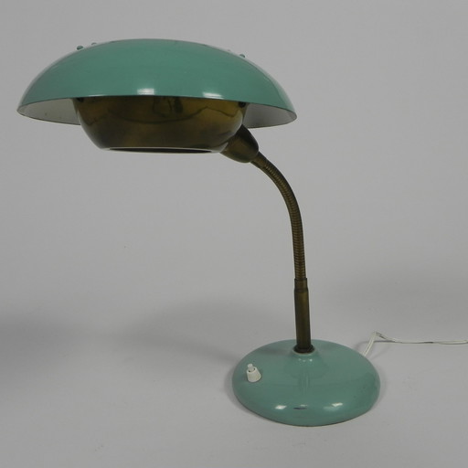 Lampe de bureau turquoise avec barre de flexion, années 1950