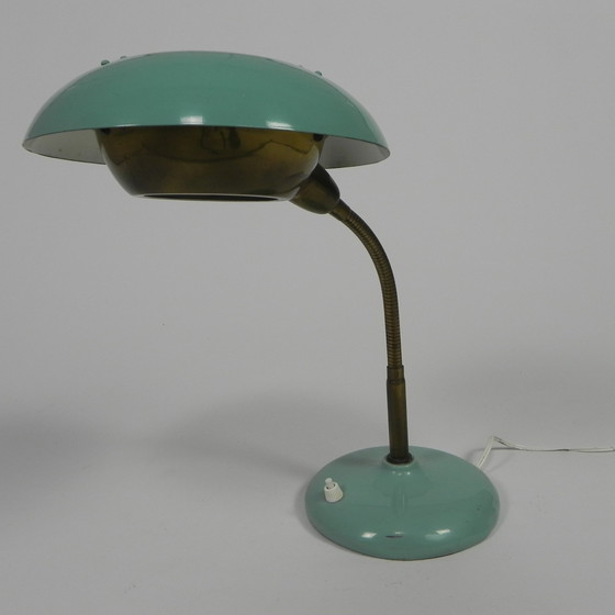 Image 1 of Turquoise desk lamp with bending bar, 1950s