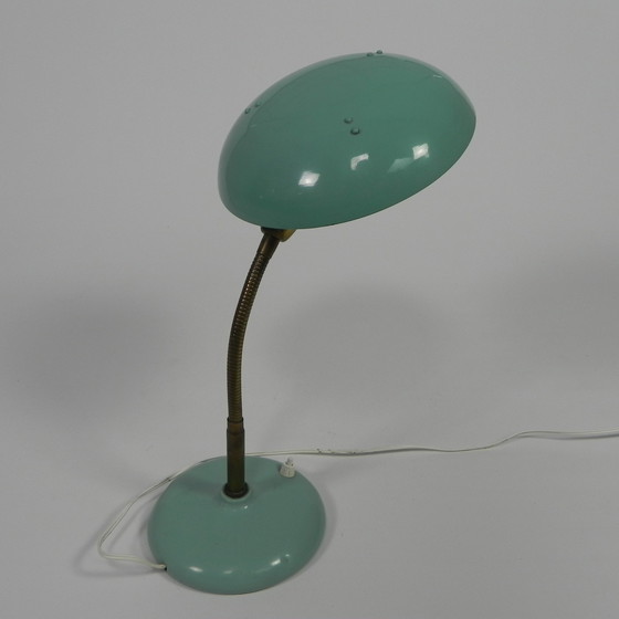 Image 1 of Lampe de bureau turquoise avec barre de flexion, années 1950