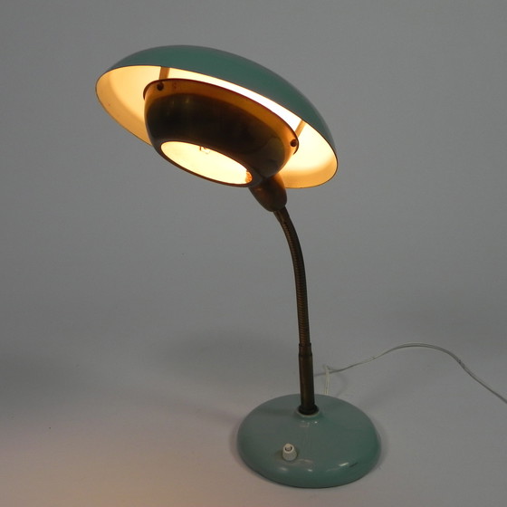 Image 1 of Lampe de bureau turquoise avec barre de flexion, années 1950