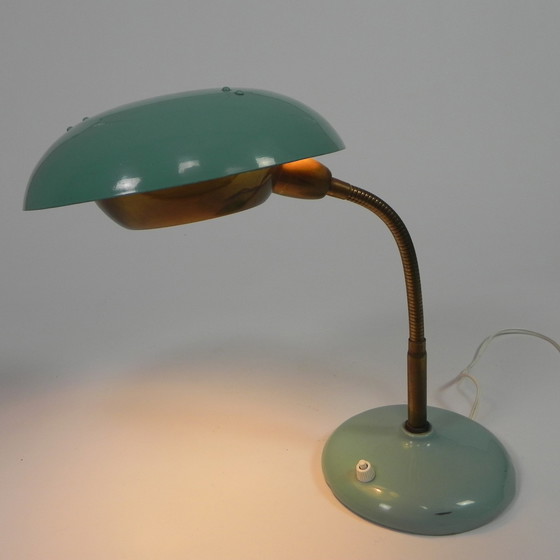 Image 1 of Lampe de bureau turquoise avec barre de flexion, années 1950