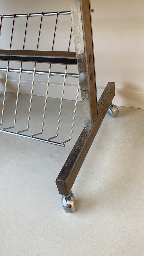 Image 1 of Wooden Trolley Mer Stainless Steel Details And Reading Section Below