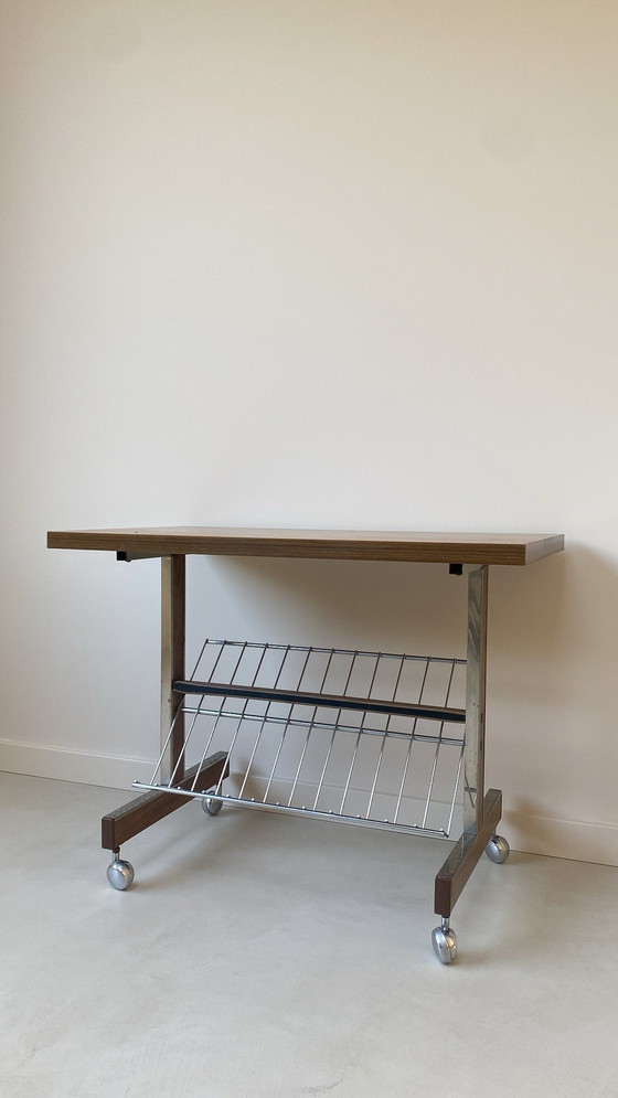 Image 1 of Wooden Trolley Mer Stainless Steel Details And Reading Section Below